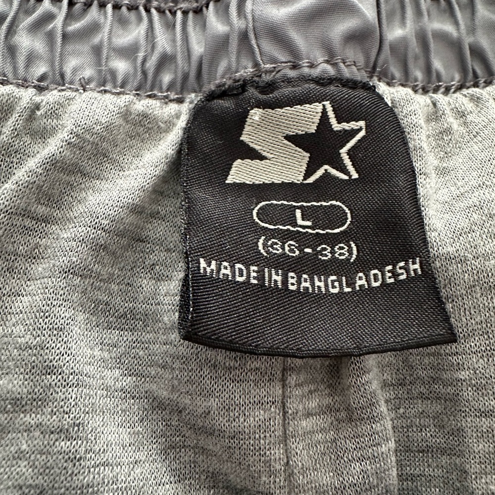VTG Y2K Starter Pull On Track Pants Mens SzL Black Baggy Lined Swishy Wide Leg. - Picture 11 of 13